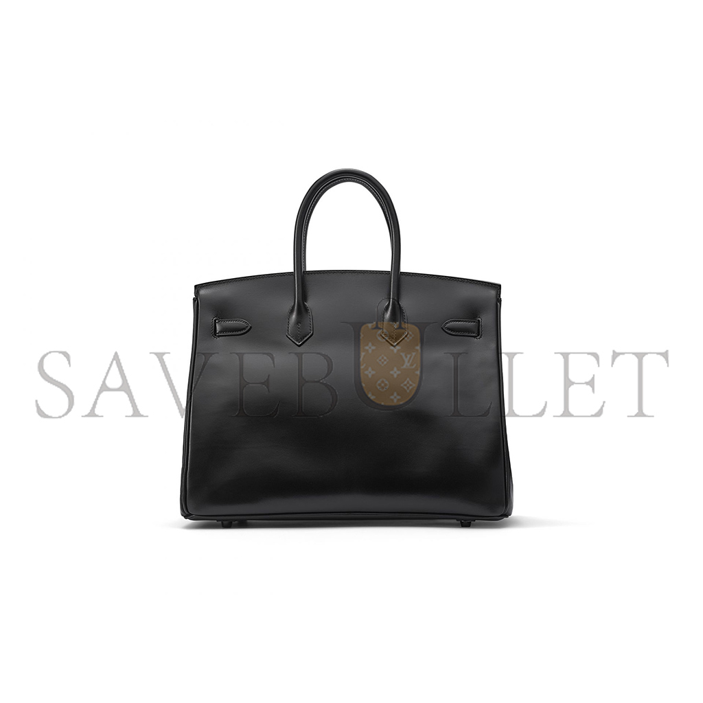 H**mes birkin 35 box leather black bag h028698ck89 (35*25*18cm)